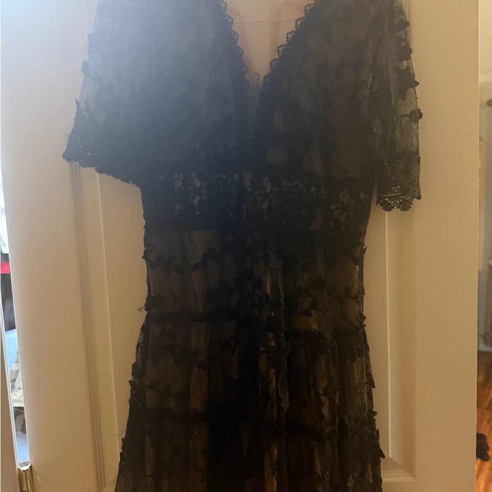 Adrianna Papell Black Lace Dress
